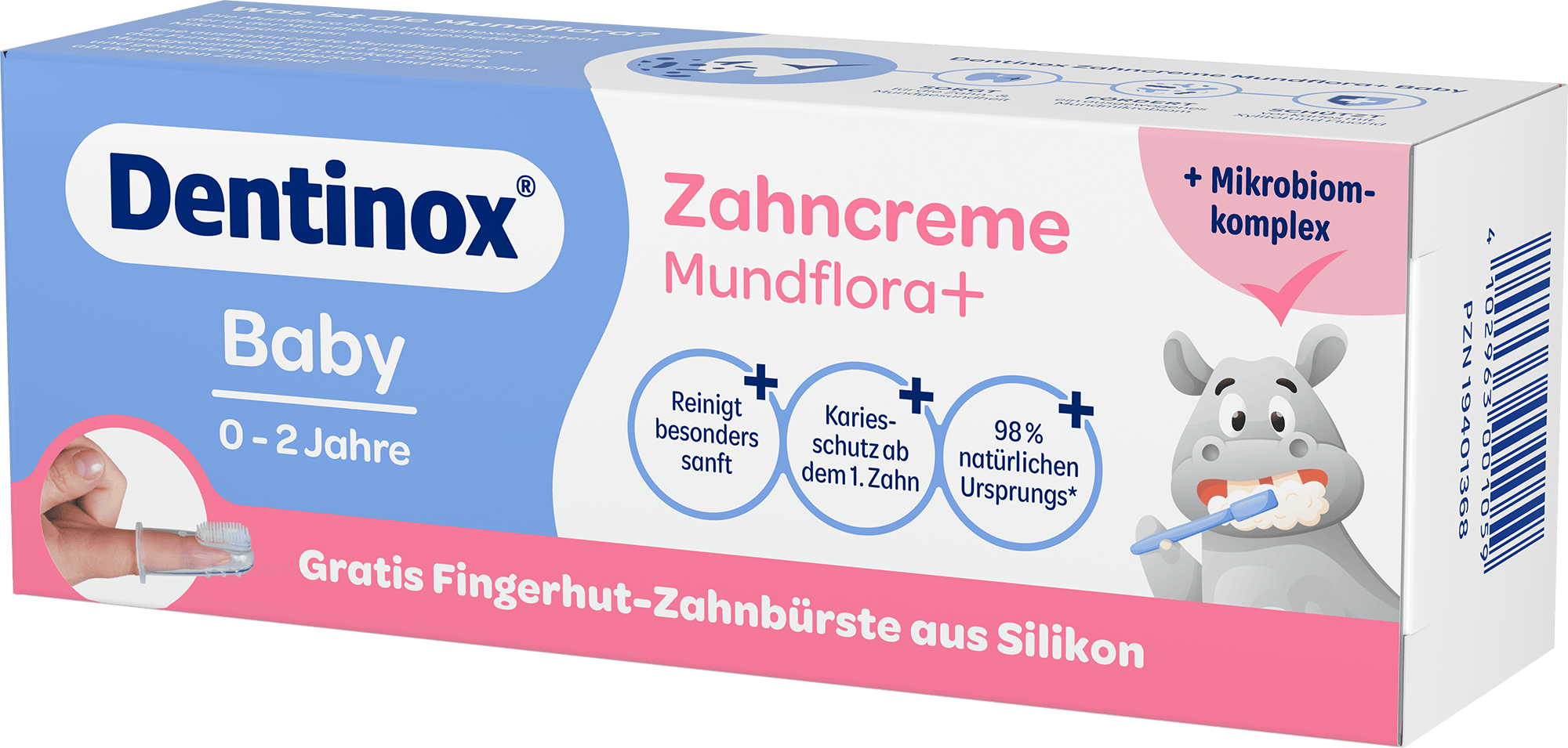 3 D Dentinox Zahncreme Baby 30ml FS FRONT RIGHT 144dpi rgb 0221