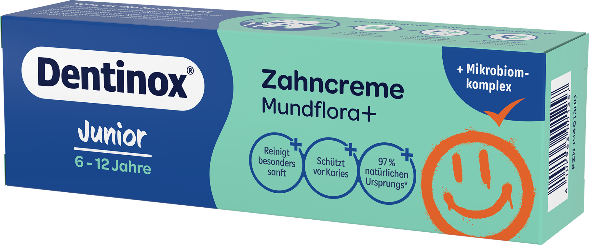 3 D Dentinox Zahncreme Junior 75ml FS FRONT RIGHT 72dpi rgb 0021
